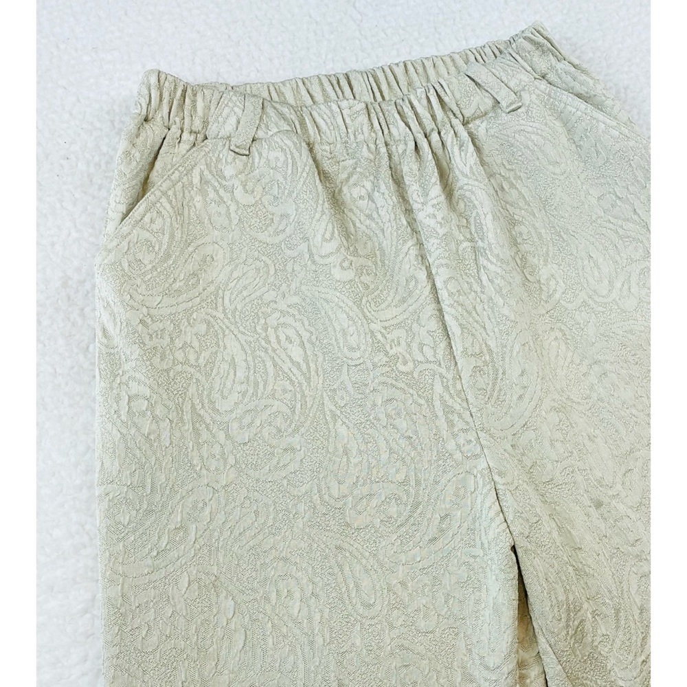 Mint Green High-Waisted Jacquard Ankle Cut Trouser Pants, S/M - Picture 5 of 13
